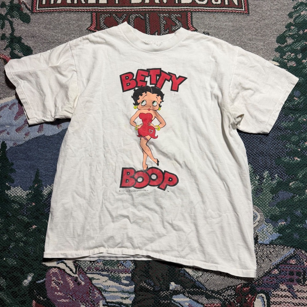 Vintage 1992 Betty Boop Single Stitch Graphic T-Shirt White Large NJ Croce Co